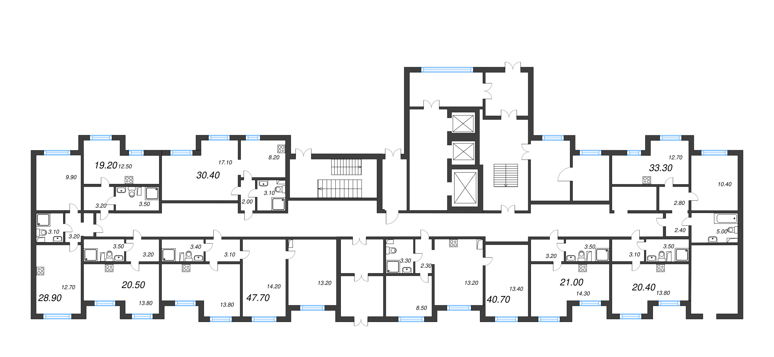 1-комнатная квартира, 30.4 м² - планировка этажа