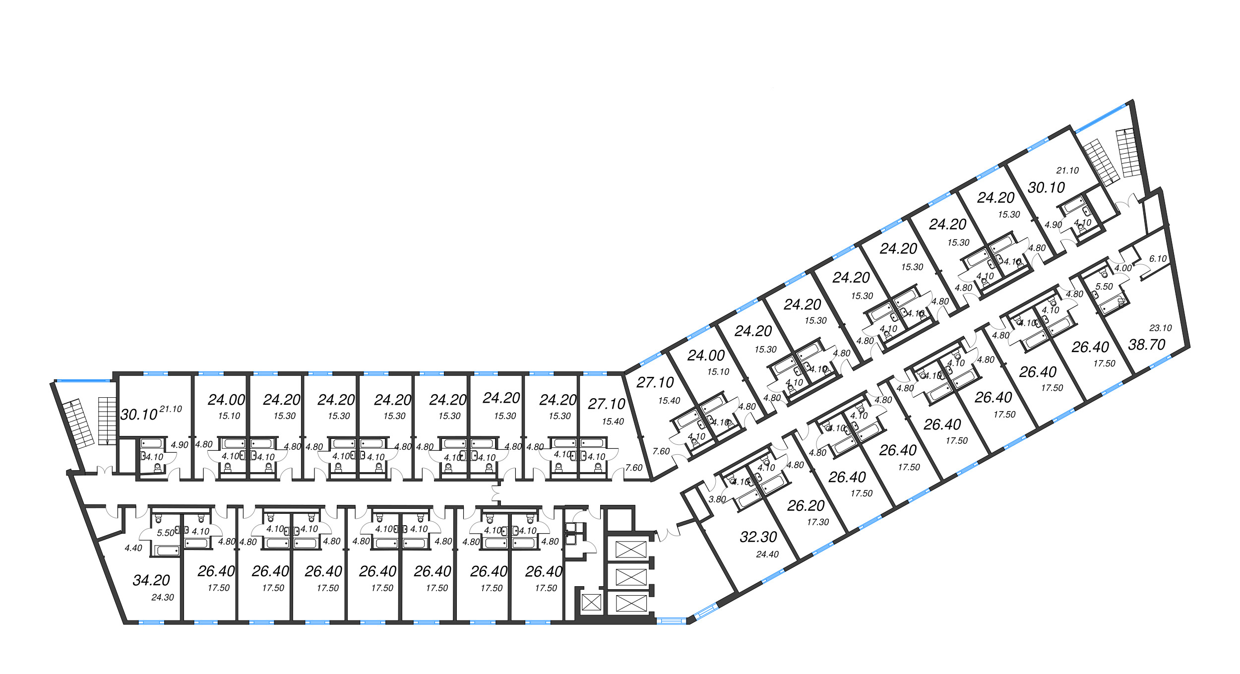 Квартира-студия, 23.3 м² в ЖК "ARTSTUDIO M103" - планировка этажа