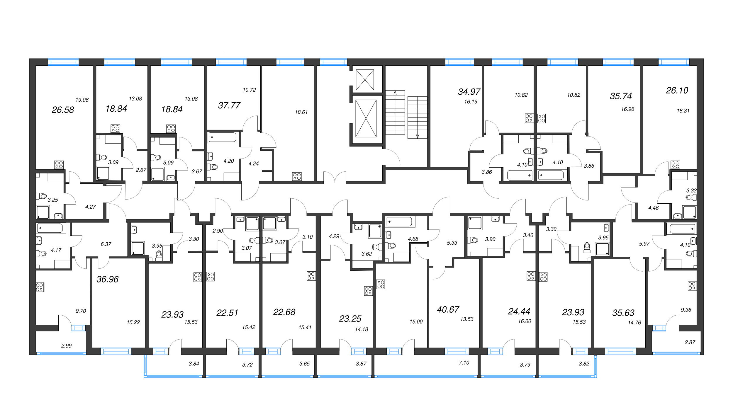 Квартира-студия, 18.84 м² - планировка этажа