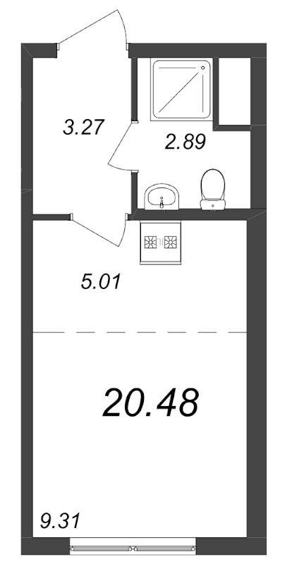 Квартира-студия, 20.48 м² в ЖК "Морская набережная" - планировка, фото №1