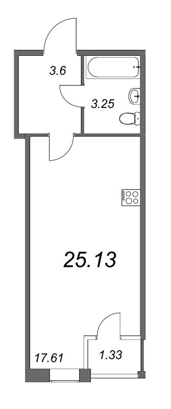 Квартира-студия, 24.6 м² в ЖК "FoRest Аквилон" - планировка, фото №1