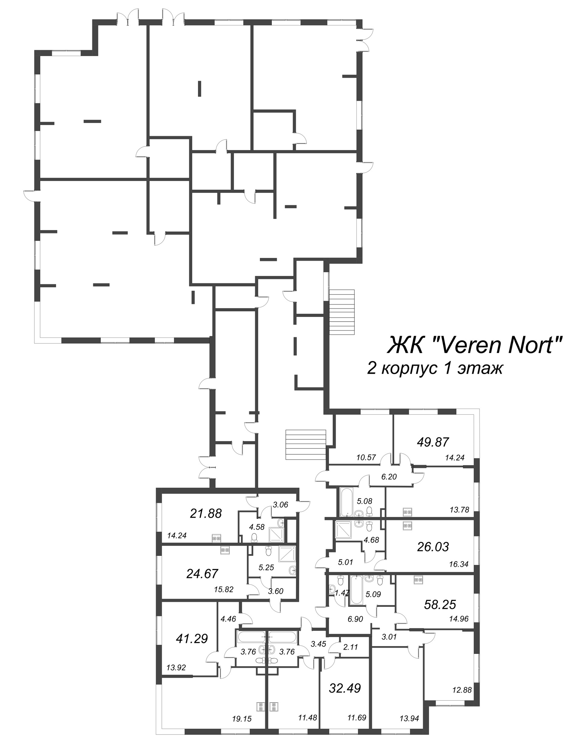 Квартира-студия, 24.67 м² в ЖК "VEREN NORT сертолово" - планировка этажа