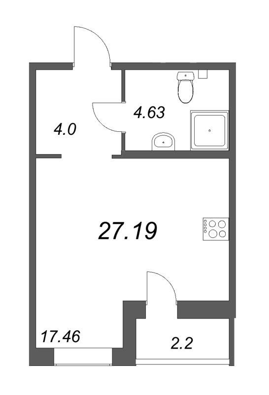 Квартира-студия, 27.19 м² в ЖК "ID Murino II" - планировка, фото №1