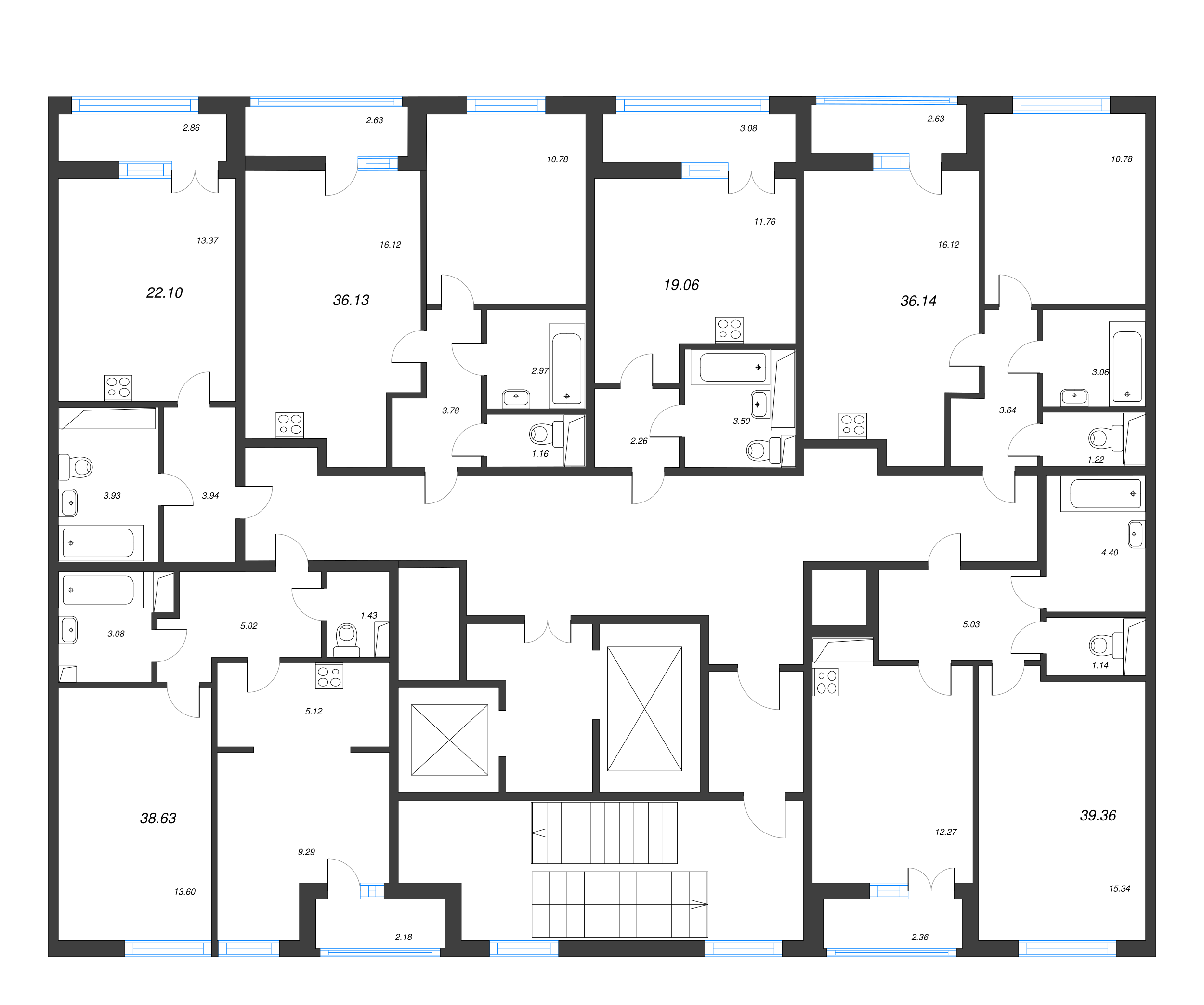 Квартира-студия, 19.06 м² в ЖК "AEROCITY" - планировка этажа