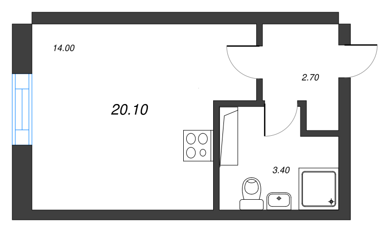 Квартира-студия, 20.1 м² в ЖК "Тайм Сквер" - планировка, фото №1