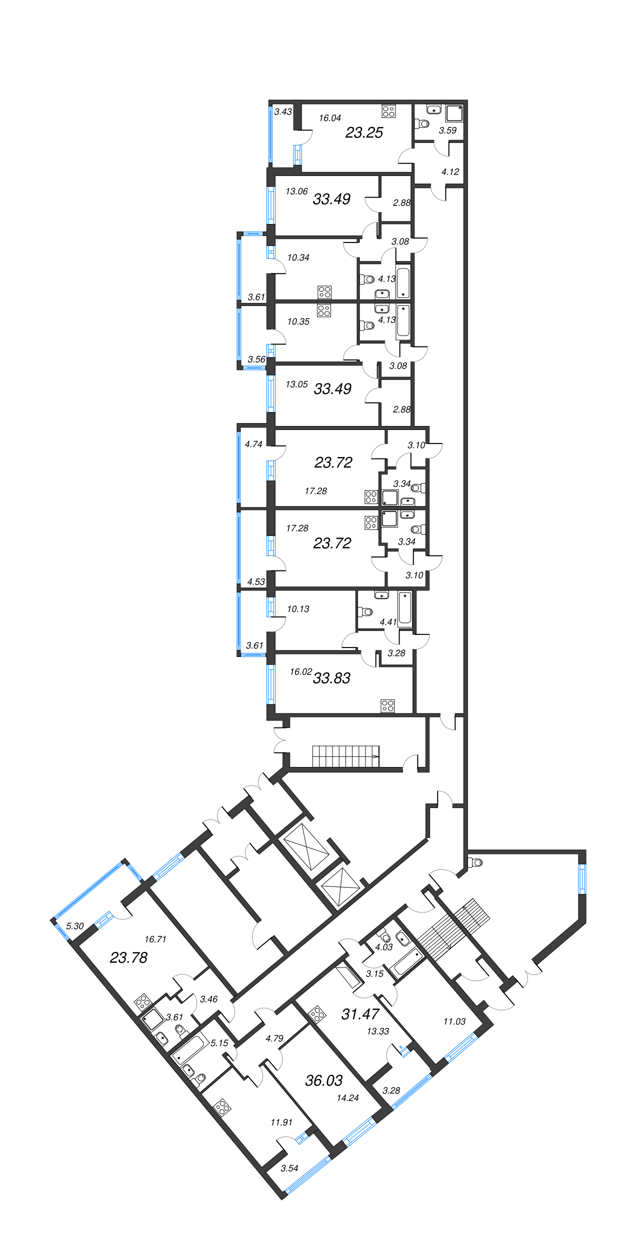 Квартира-студия, 23.72 м² в ЖК "Полис ЛАВрики" - планировка этажа