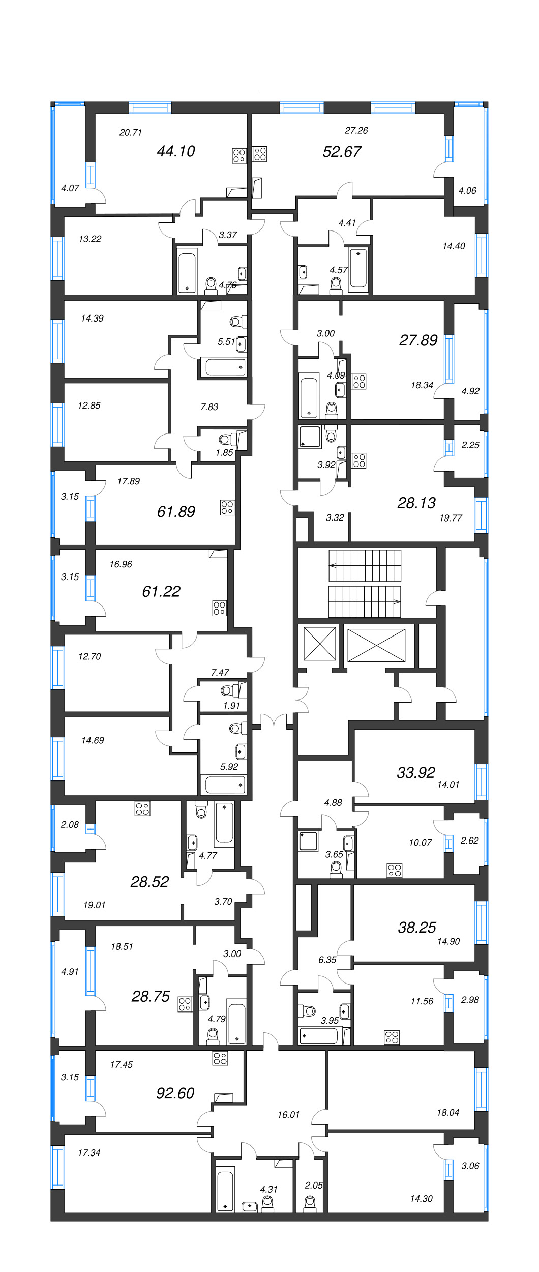 Квартира-студия, 28.13 м² в ЖК "Аквилон Leaves" - планировка этажа
