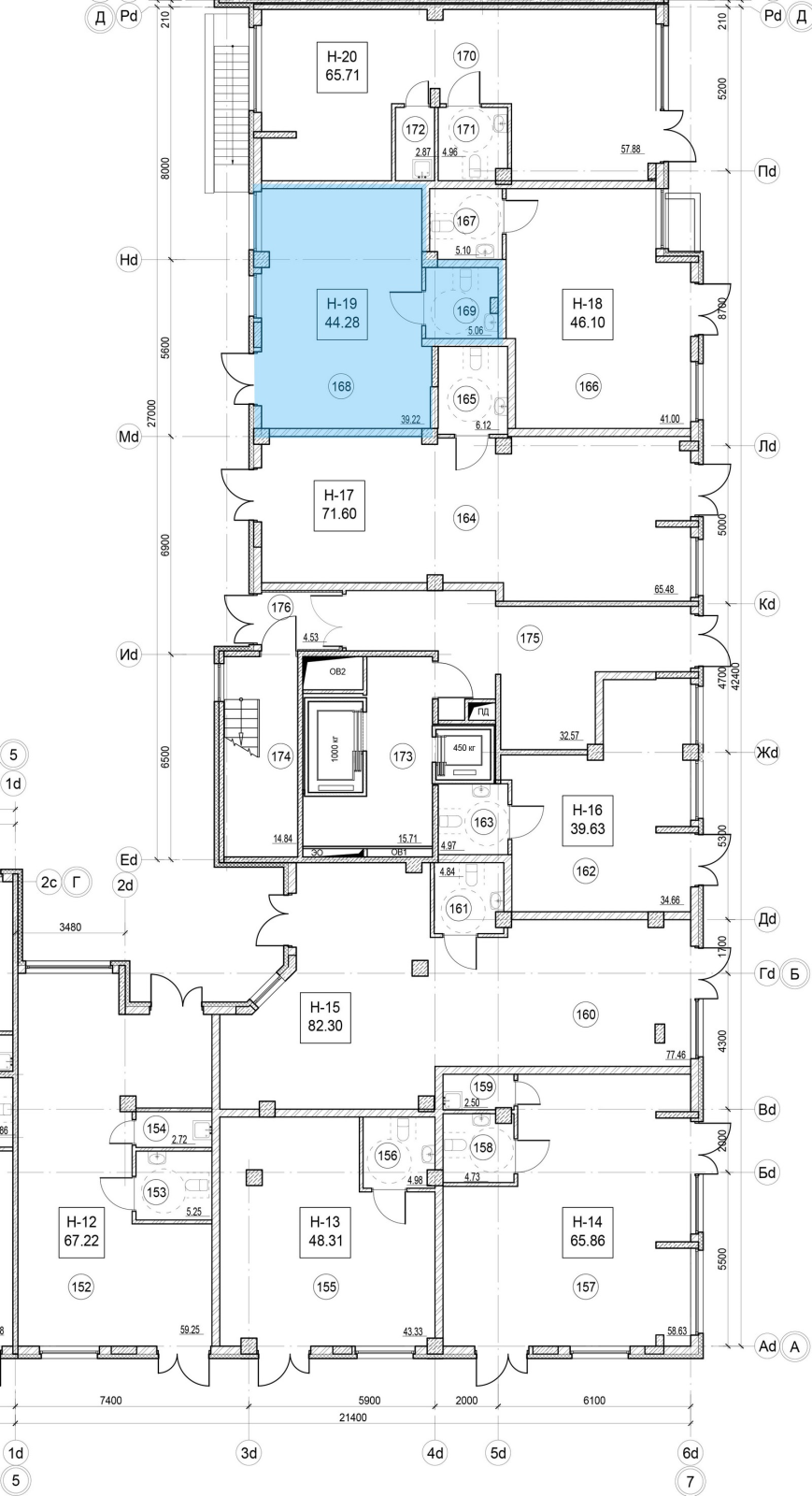 Помещение, 44.28 м² в ЖК "ID Murino II" - планировка, фото №1