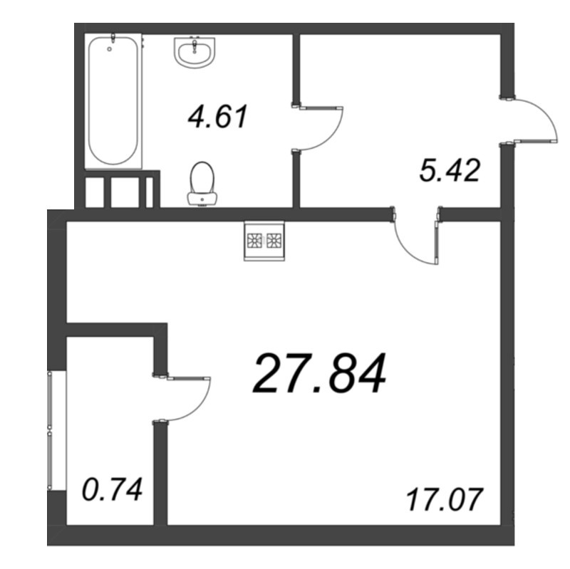 Квартира-студия, 29.29 м² в ЖК "Pixel" - планировка, фото №1