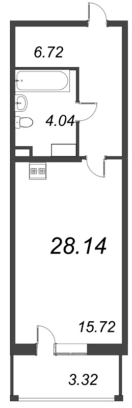 Квартира-студия, 28.14 м² в ЖК "Аквилон Zalive" - планировка, фото №1