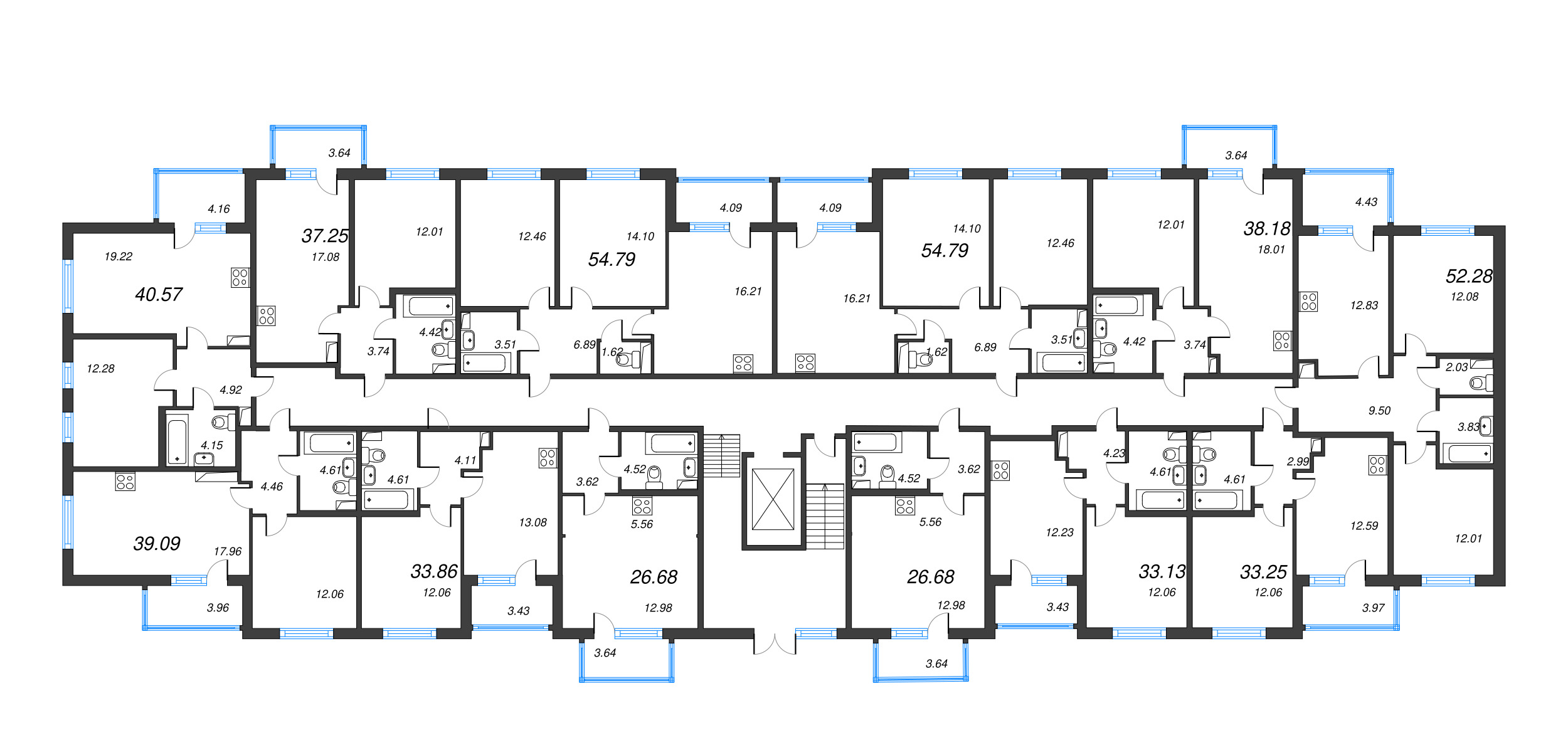 1-комнатная квартира, 33.86 м² в ЖК "ЮгТаун" - планировка этажа