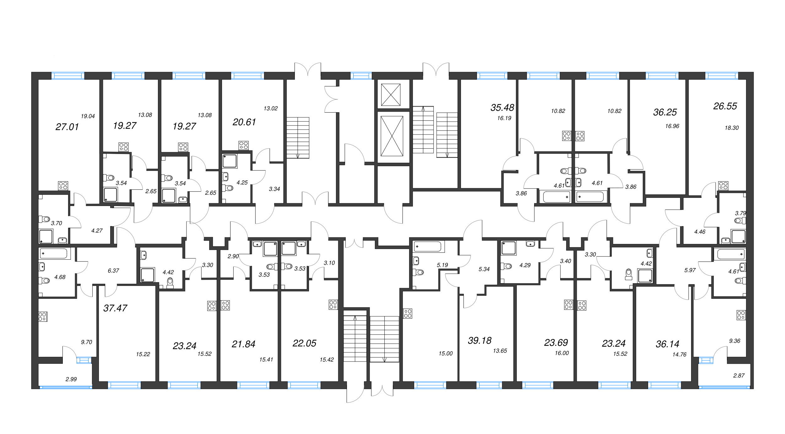 Квартира-студия, 21.84 м² - планировка этажа