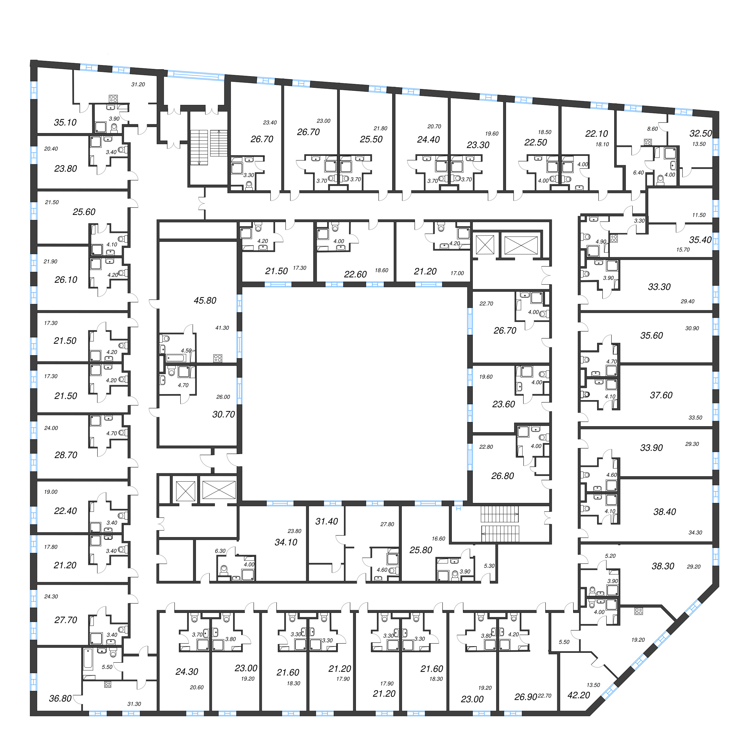 Помещение, 21.6 м² в ЖК "VIDI" - планировка этажа
