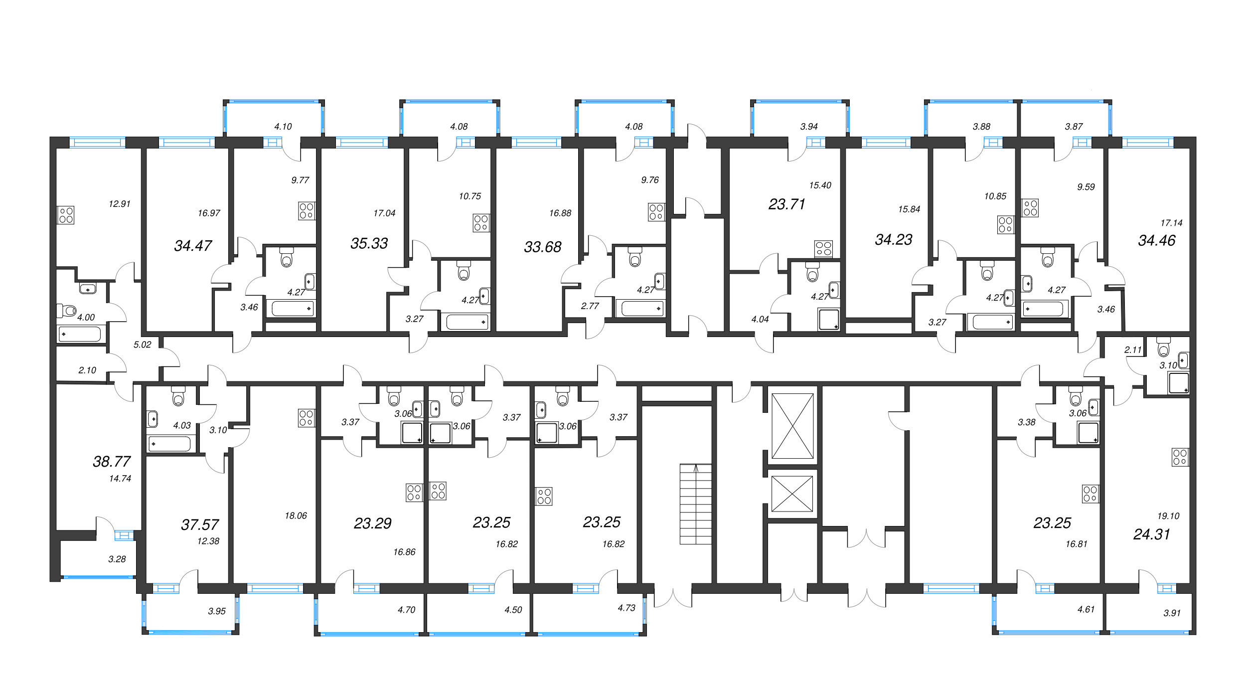 Квартира-студия, 24.31 м² в ЖК "Полис ЛАВрики" - планировка этажа