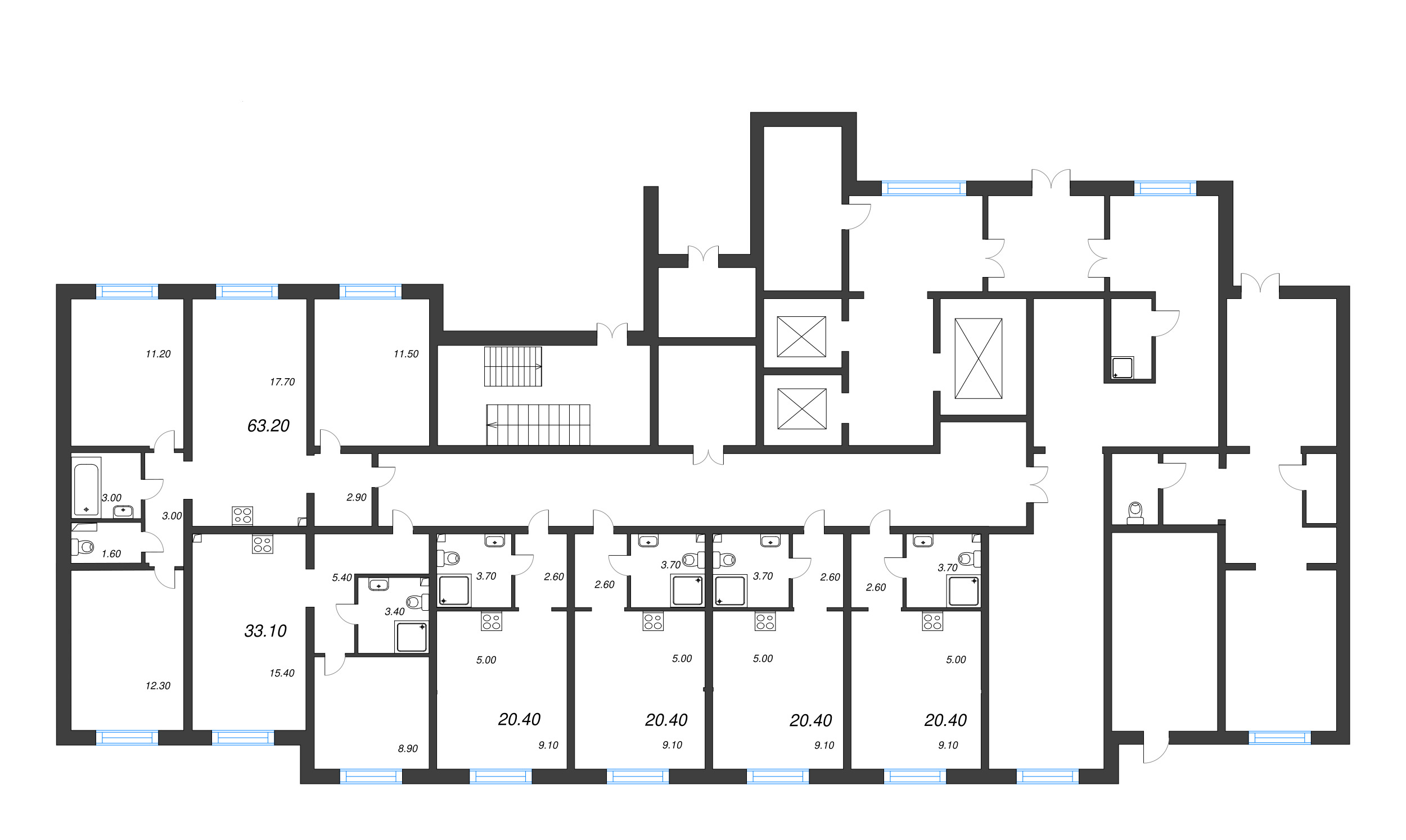 Квартира-студия, 20.4 м² в ЖК "Цветной город" - планировка этажа