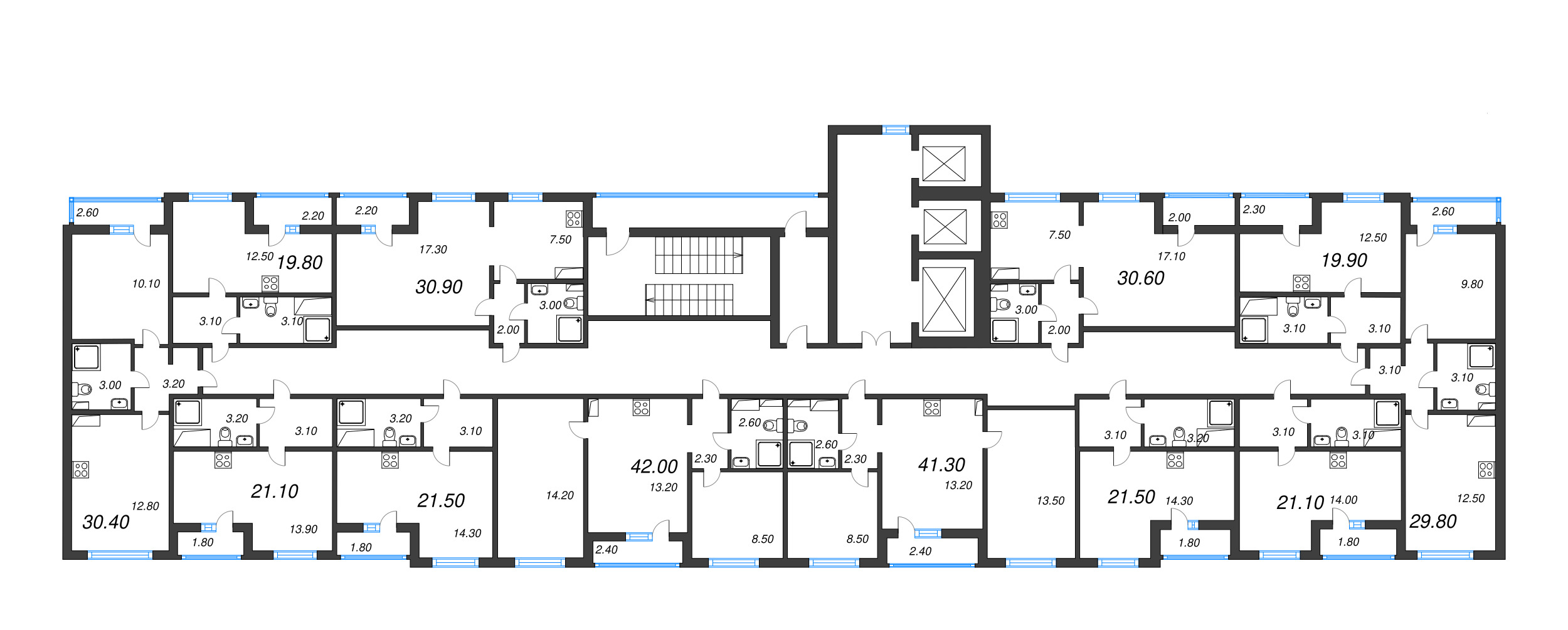 1-комнатная квартира, 29.6 м² - планировка этажа