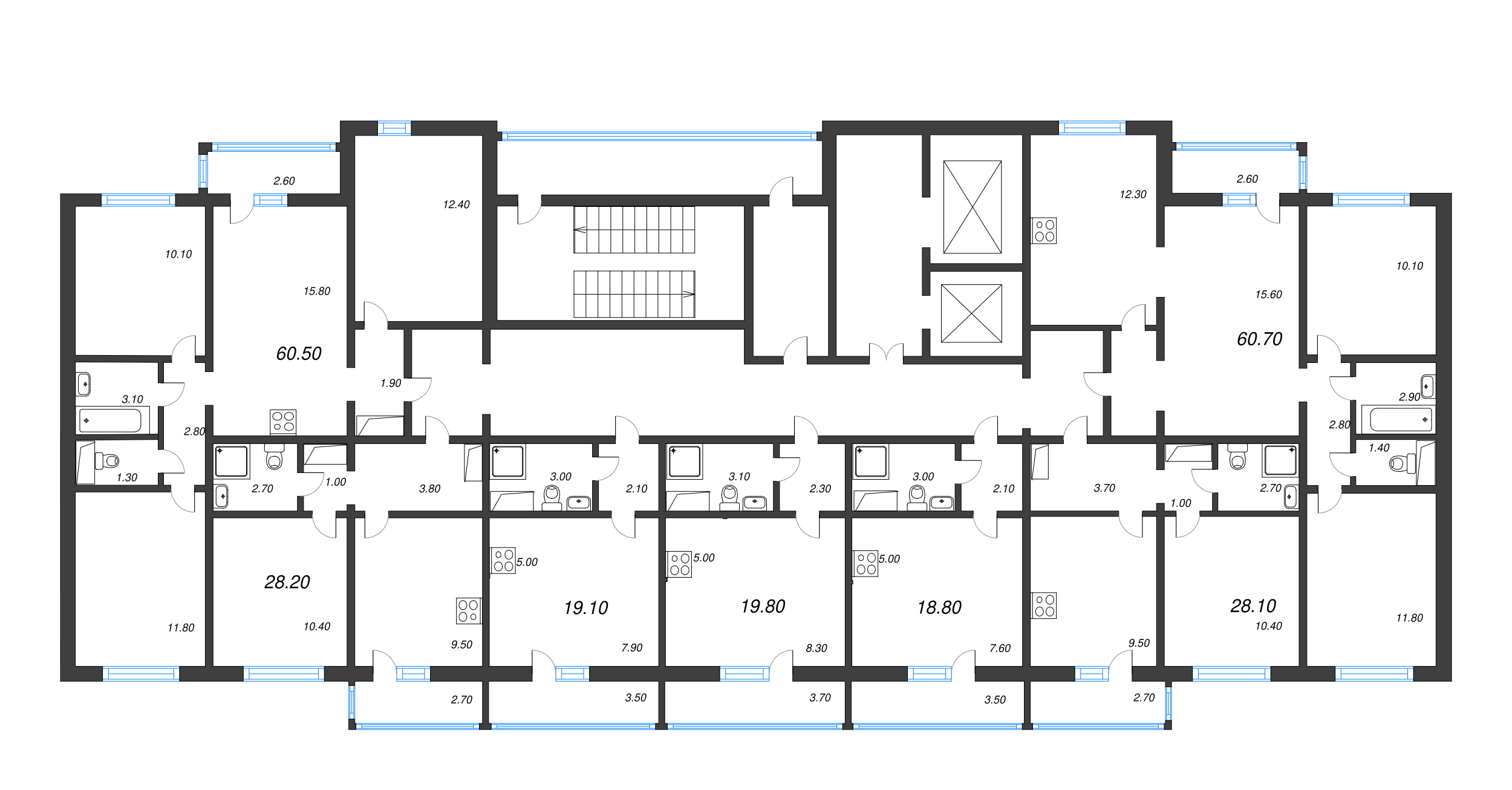 Квартира-студия, 19.1 м² - планировка этажа
