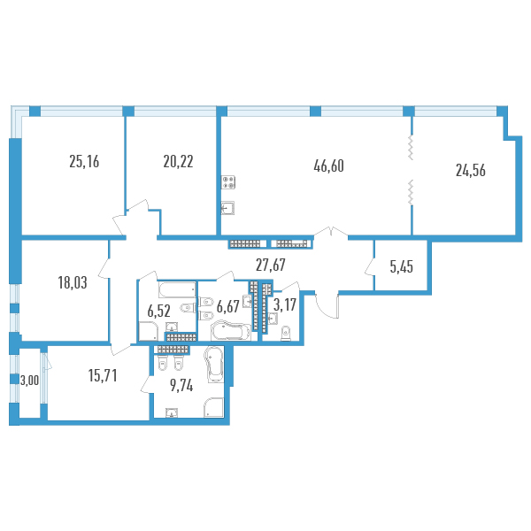 5-комнатная квартира, 211 м² в ЖК "Дефанс Премиум" - планировка, фото №1