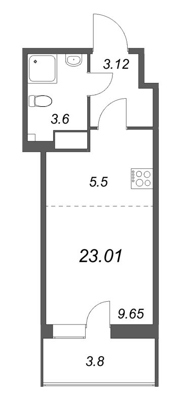 Квартира-студия, 23.01 м² в ЖК "Аквилон Янино" - планировка, фото №1