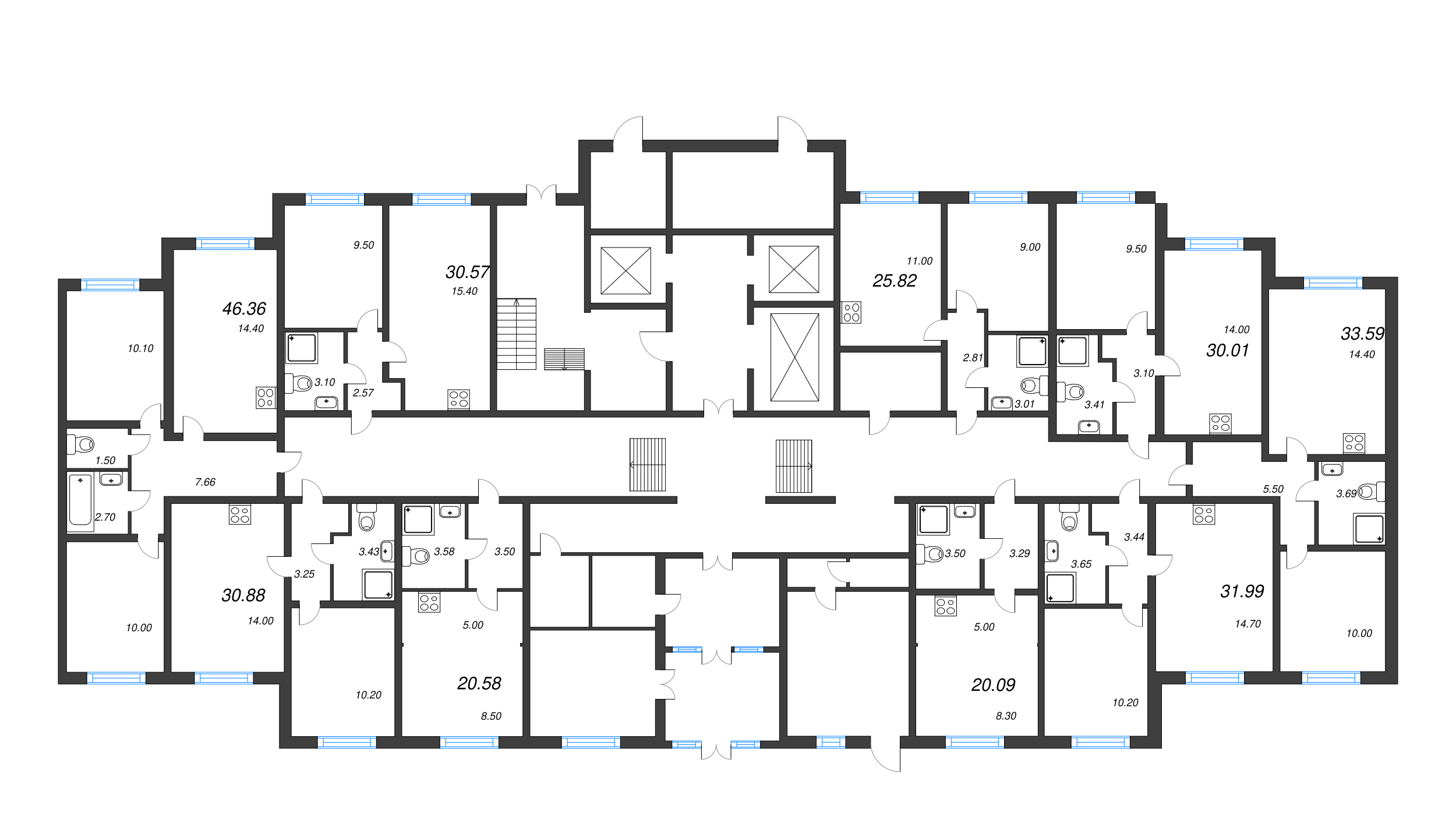 Квартира-студия, 20.58 м² в ЖК "Ручьи" - планировка этажа