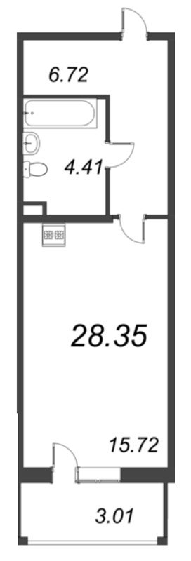 Квартира-студия, 28.35 м² в ЖК "Аквилон Zalive" - планировка, фото №1