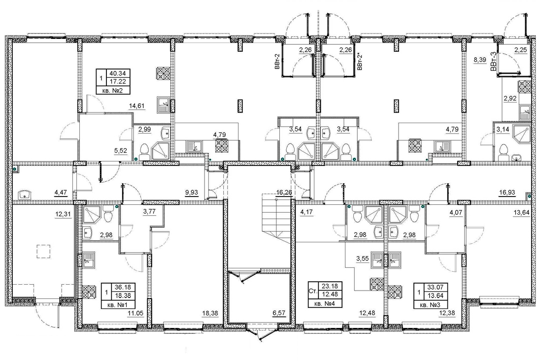 1-комнатная квартира, 36.6 м² в ЖК "Верево Сити" - планировка этажа