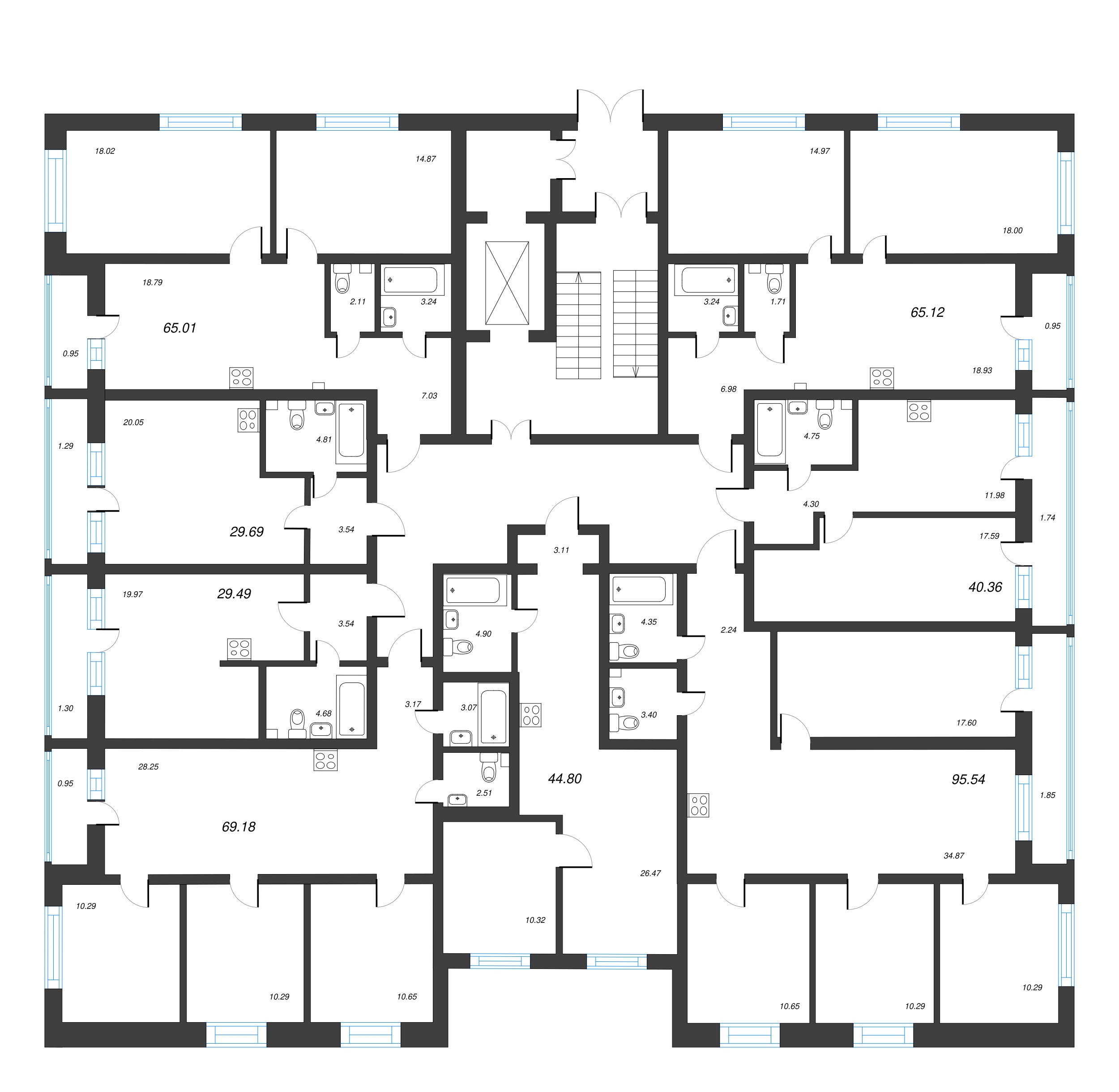 Квартира-студия, 29.49 м² в ЖК "Эко Квартал Гармония" - планировка этажа