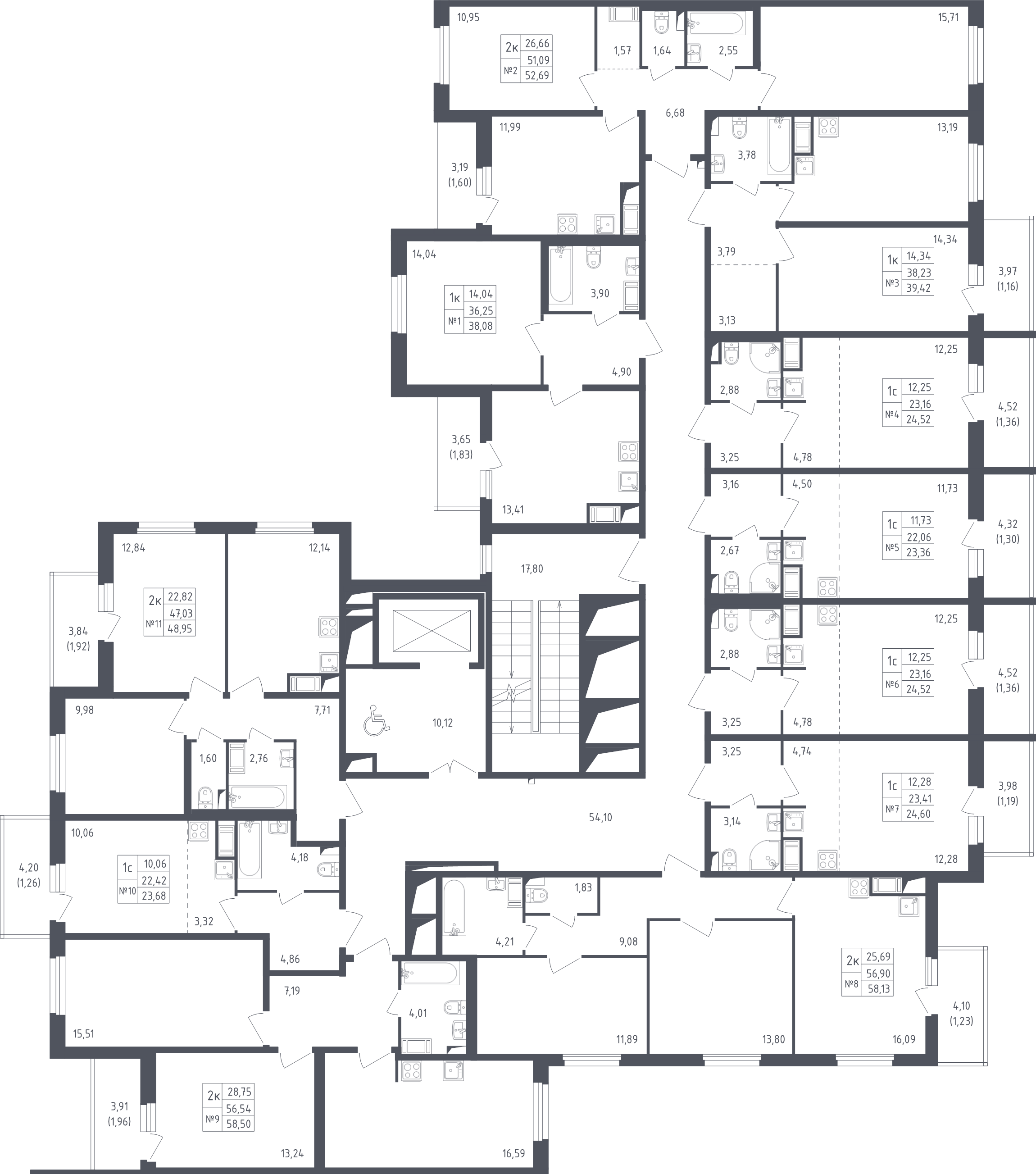 1-комнатная квартира, 39.42 м² в ЖК "Астрид" - планировка этажа