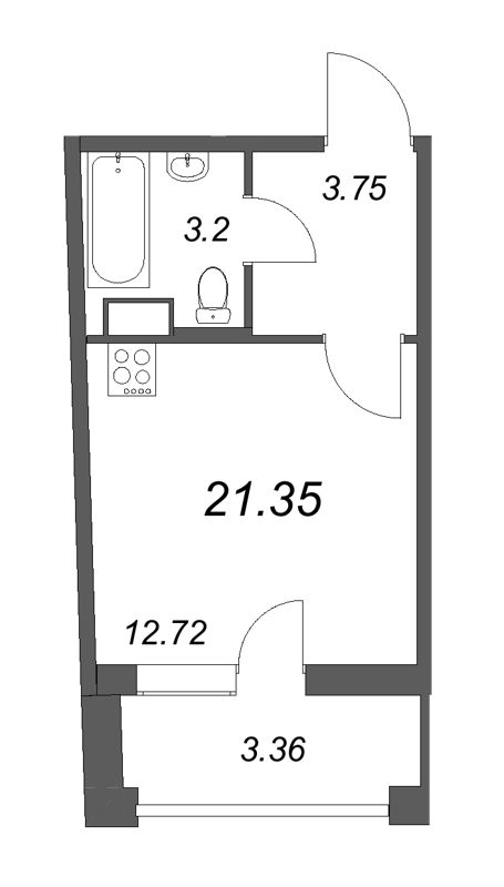Квартира-студия, 21.9 м² в ЖК "Аквилон Zalive" - планировка, фото №1