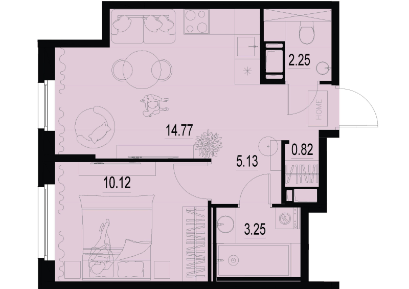 1-комнатная квартира, 36.34 м² в ЖК "ID Murino III" - планировка, фото №1