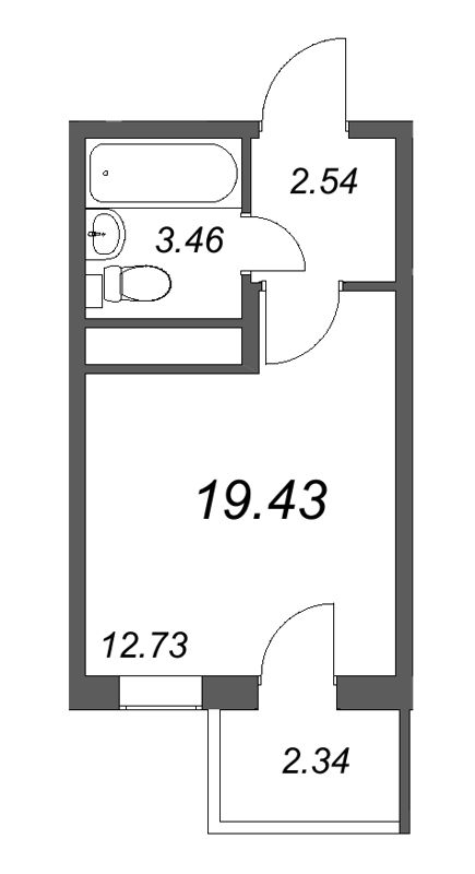 Квартира-студия, 19.43 м² в ЖК "AEROCITY Club" - планировка, фото №1