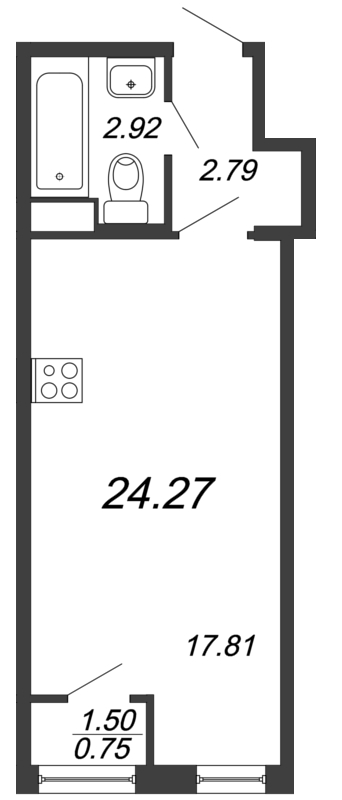 Квартира-студия, 24.1 м² в ЖК "FoRest Аквилон" - планировка, фото №1