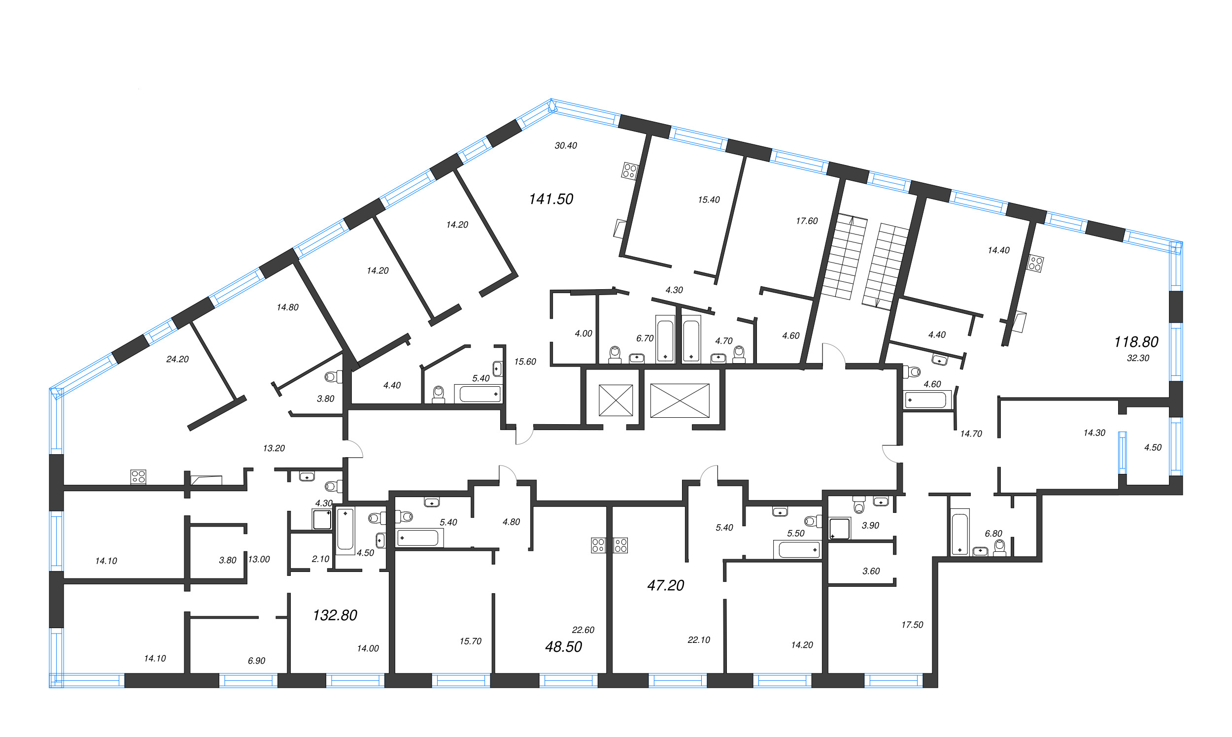 4-комнатная (Евро) квартира, 118.8 м² в ЖК "ЛДМ" - планировка этажа