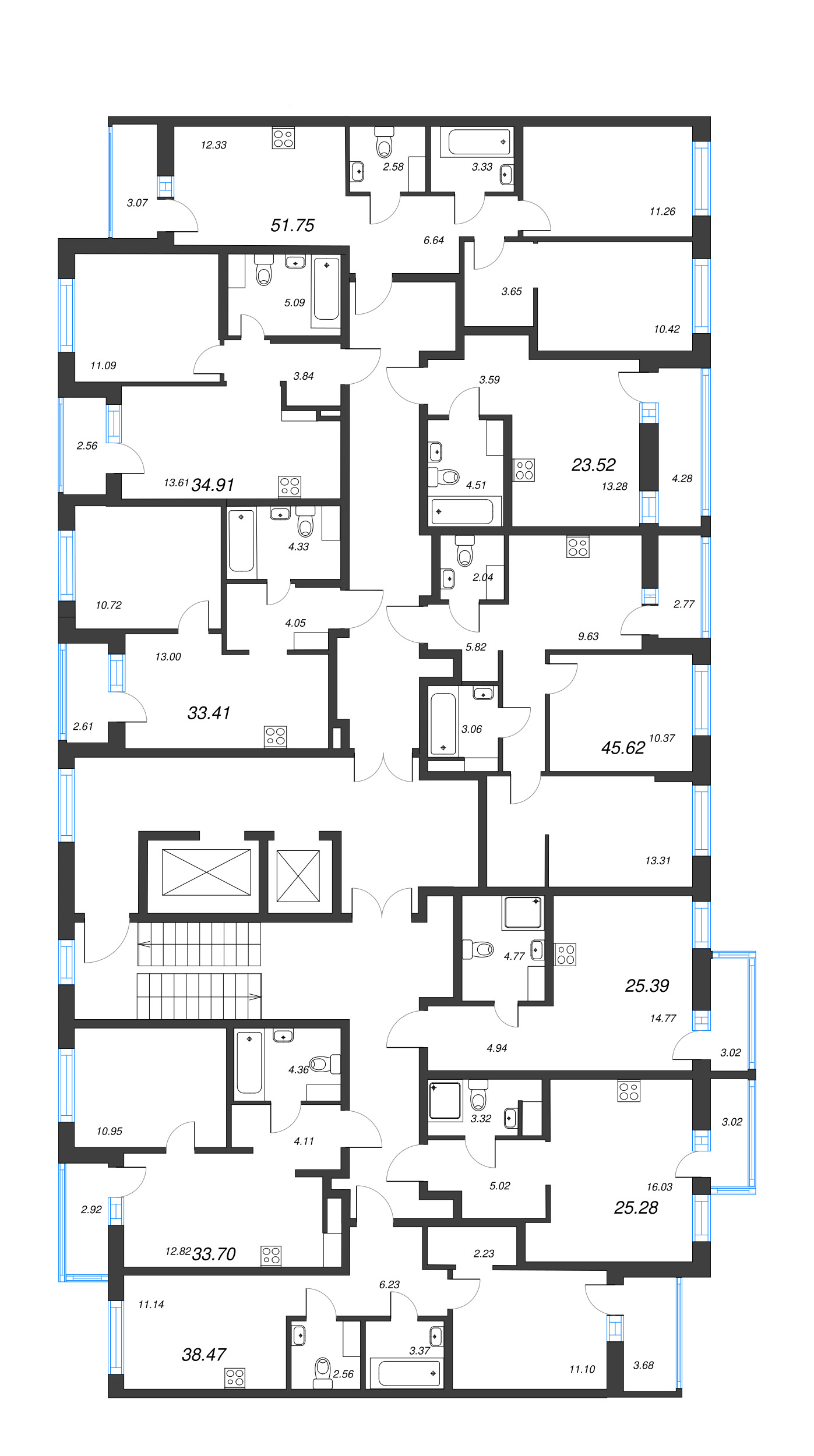 Квартира-студия, 23.52 м² в ЖК "ID Murino III" - планировка этажа