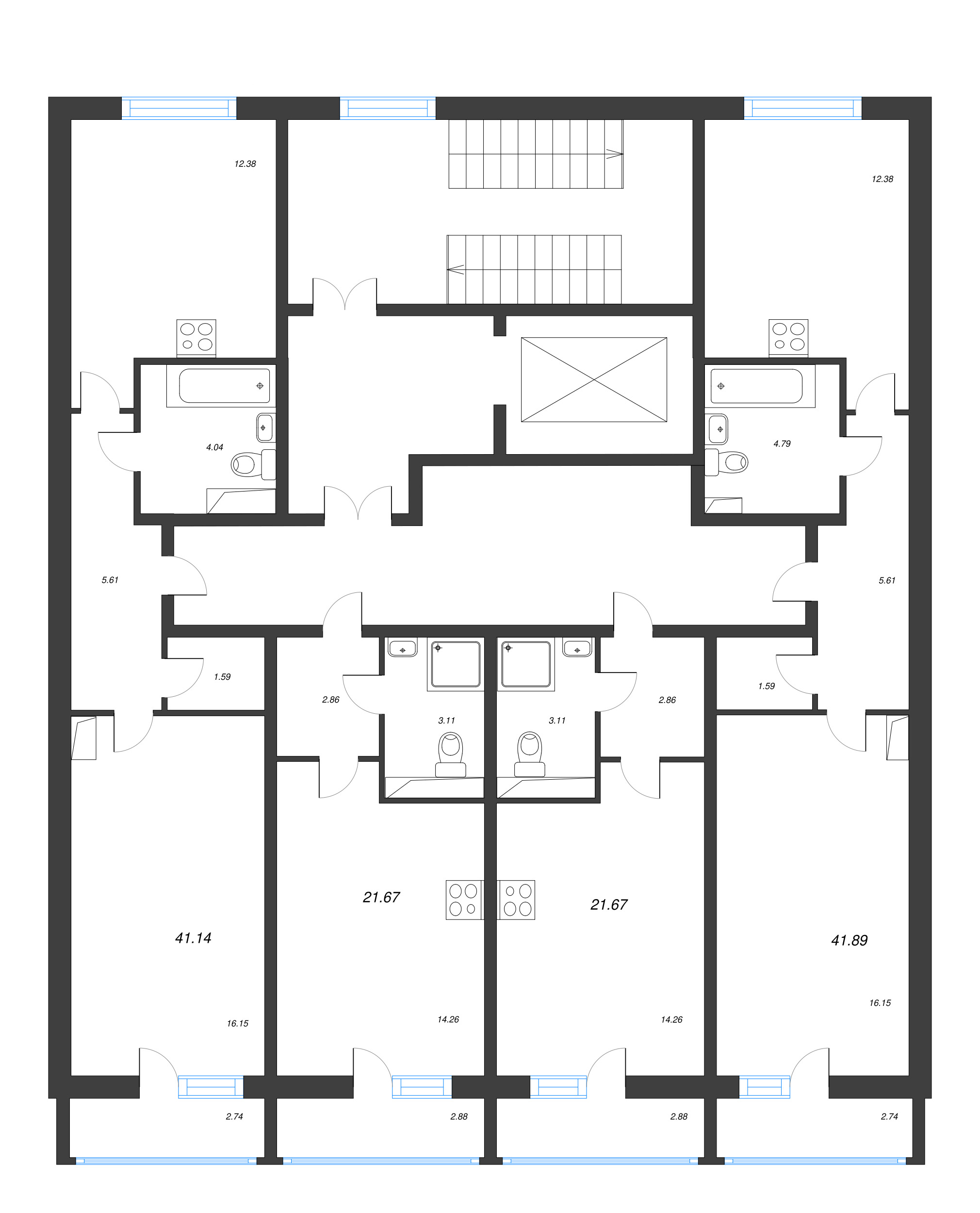 Квартира-студия, 21.67 м² в ЖК "Кинопарк" - планировка этажа