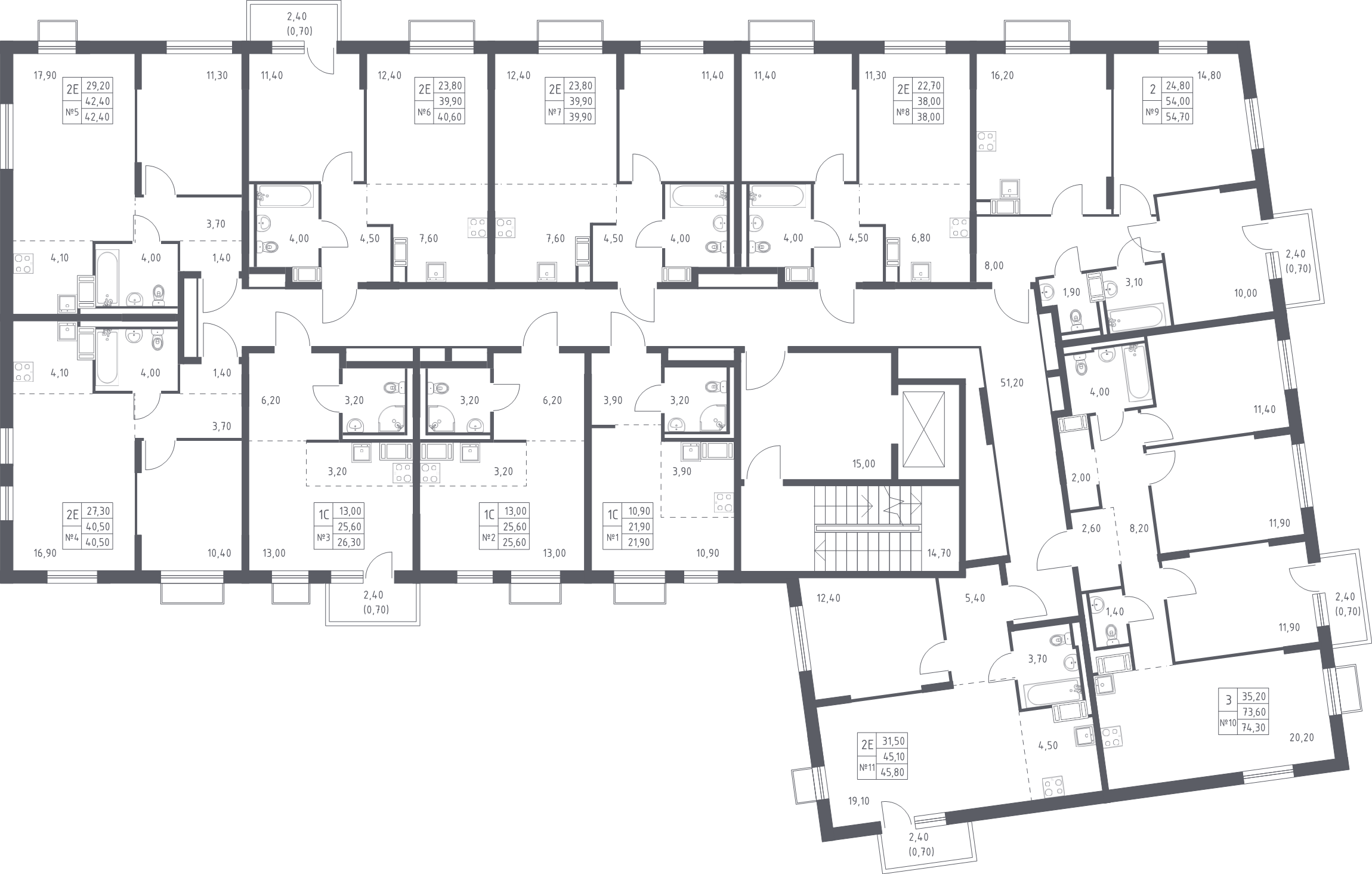 Квартира-студия, 25.6 м² в ЖК "Курортный Квартал" - планировка этажа