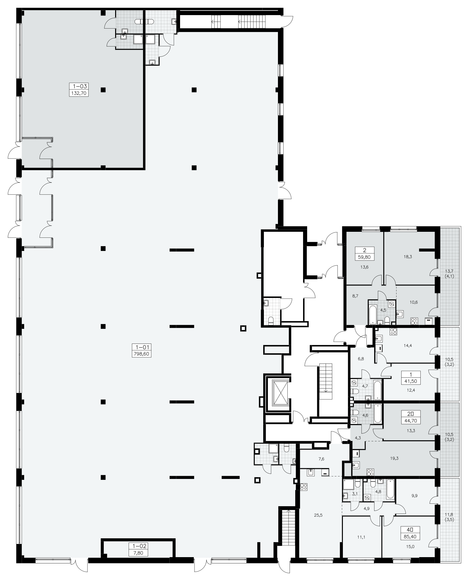 Помещение, 101.4 м² в ЖК "А101 Лаголово" - планировка этажа