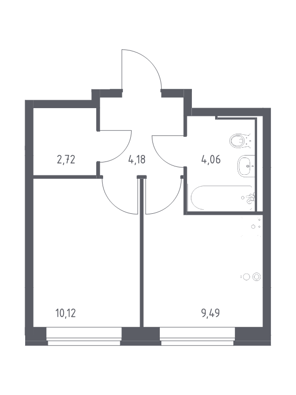 1-комнатная квартира, 30.57 м² в ЖК "Живи! В Рыбацком" - планировка, фото №1