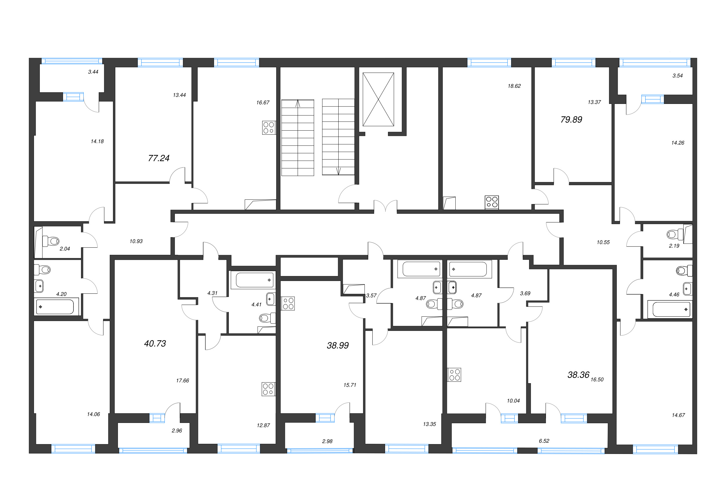 1-комнатная квартира, 38.36 м² в ЖК "Аквилон Leaves" - планировка этажа