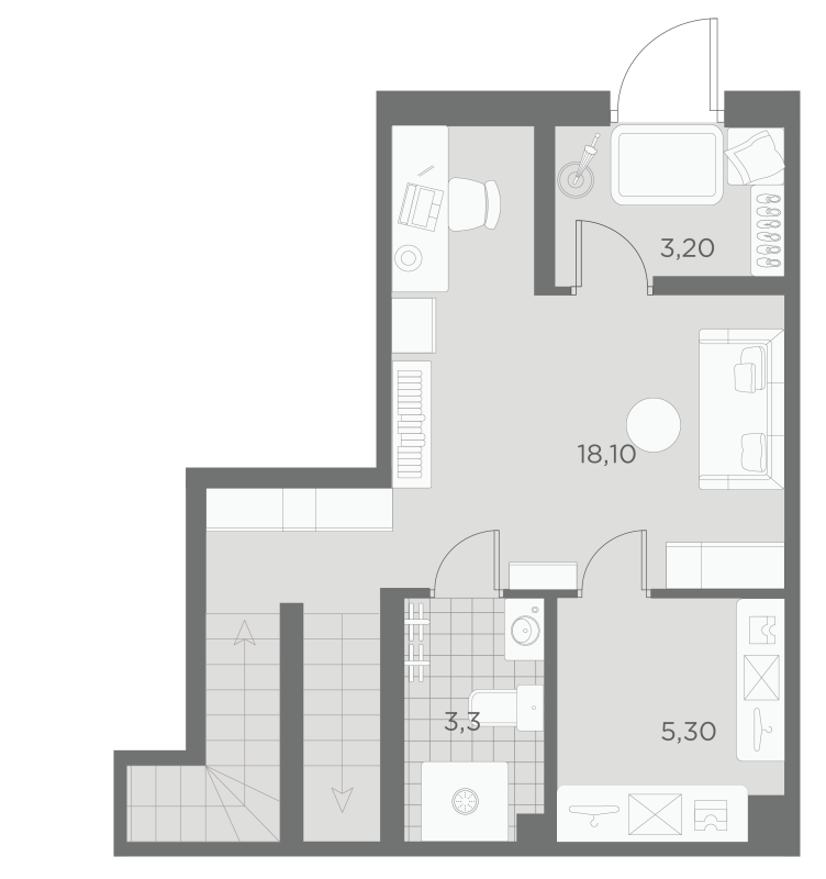 4-комнатная (Евро) квартира, 128.4 м² в ЖК "Маленькая Франция" - планировка, фото №1