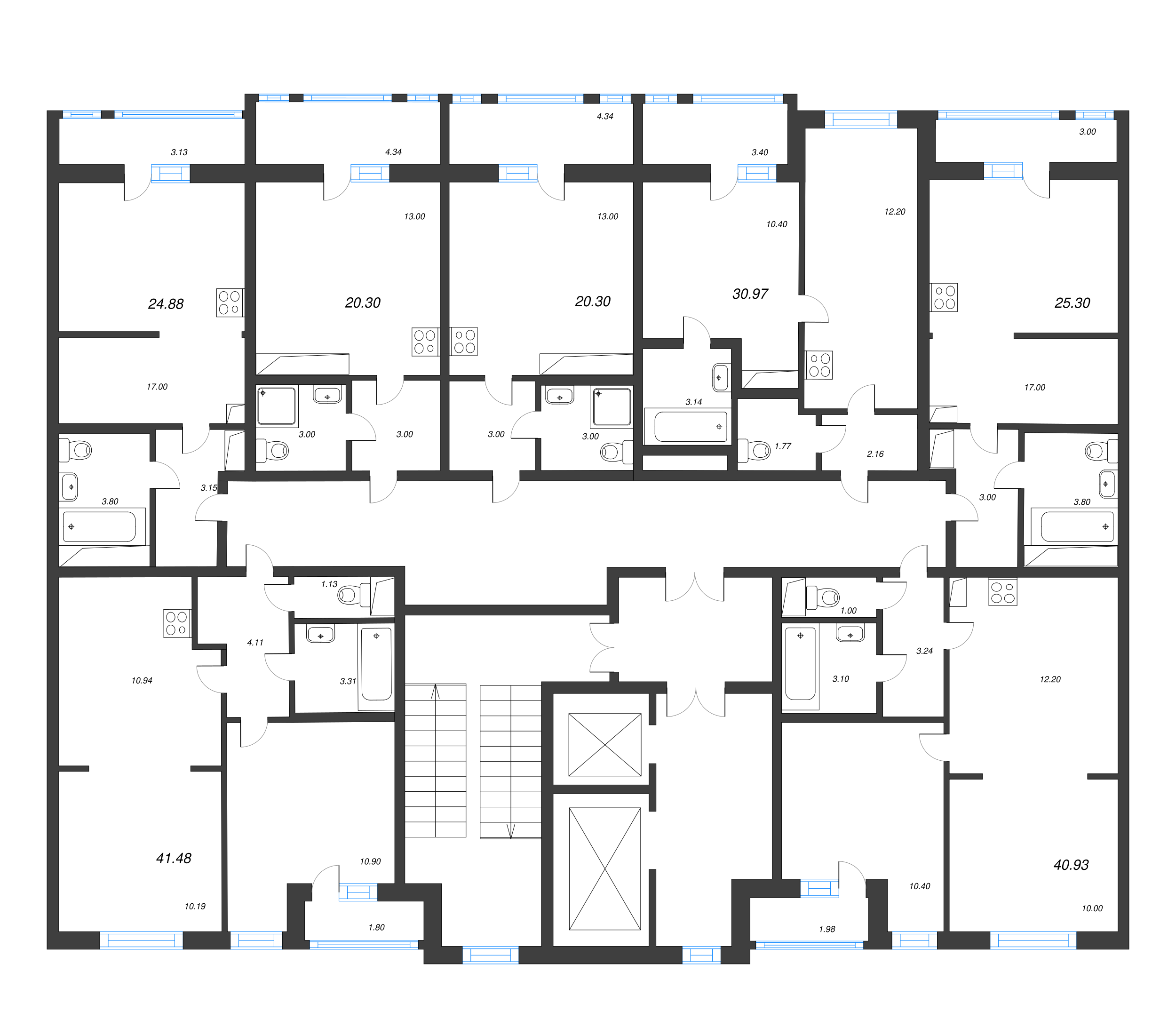 Квартира-студия, 20.3 м² в ЖК "AEROCITY" - планировка этажа