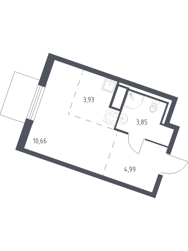 Квартира-студия, 23.43 м² в ЖК "Квартал Лаголово" - планировка, фото №1