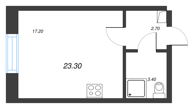 Квартира-студия, 23.5 м² в ЖК "Neva Haus" - планировка, фото №1