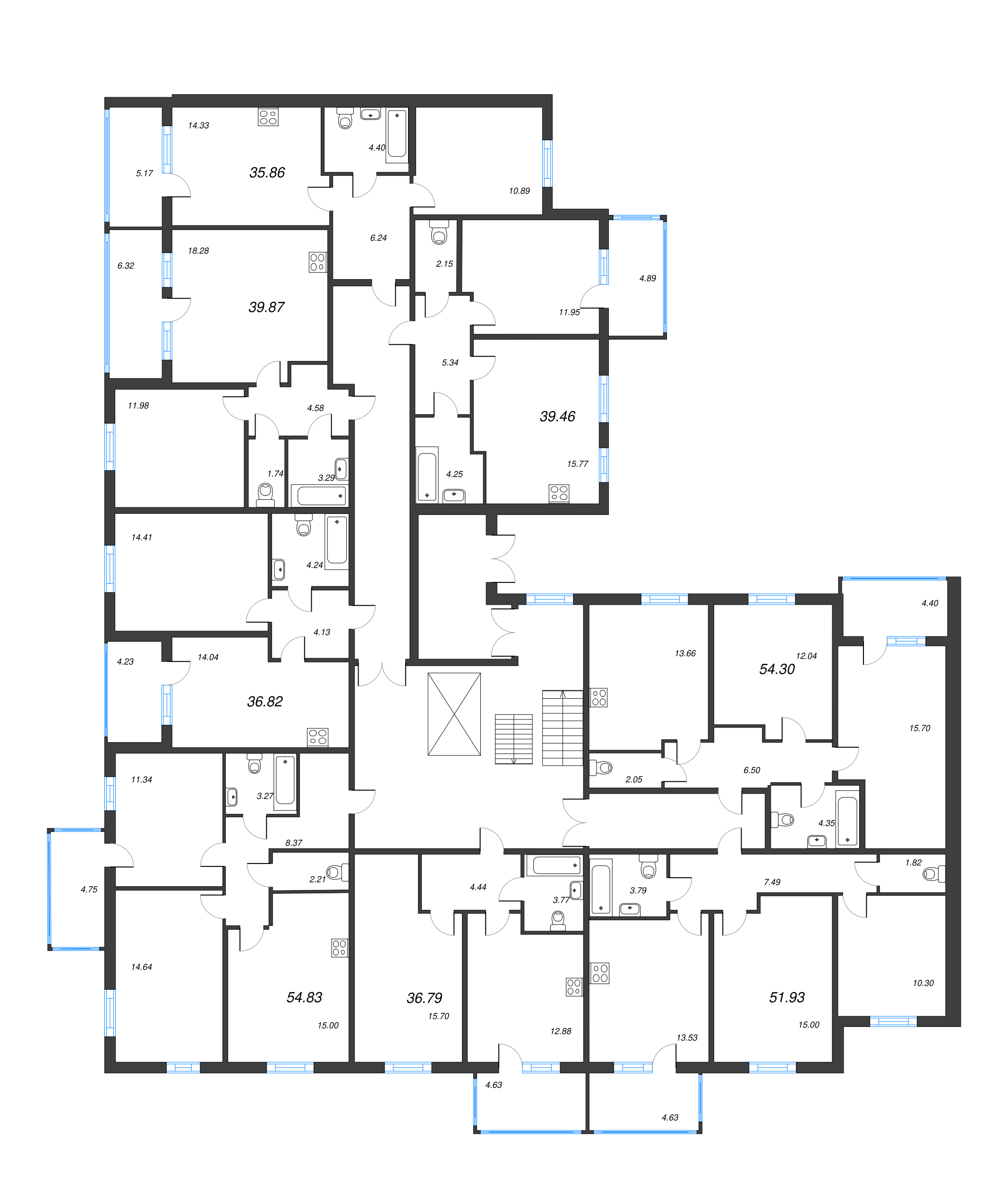 1-комнатная квартира, 39.46 м² в ЖК "Новое Сертолово" - планировка этажа
