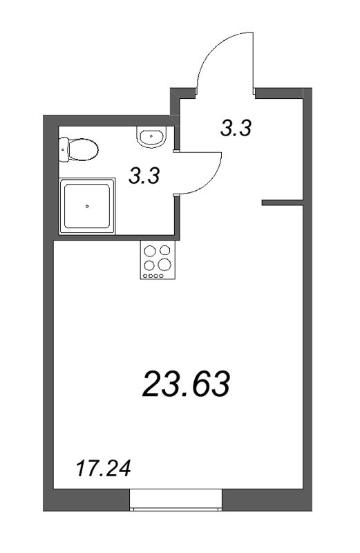 Квартира-студия, 23.63 м² в ЖК "Новые горизонты" - планировка, фото №1
