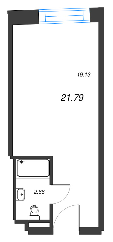 Квартира-студия, 21.79 м² в ЖК "YE’S Leader" - планировка, фото №1