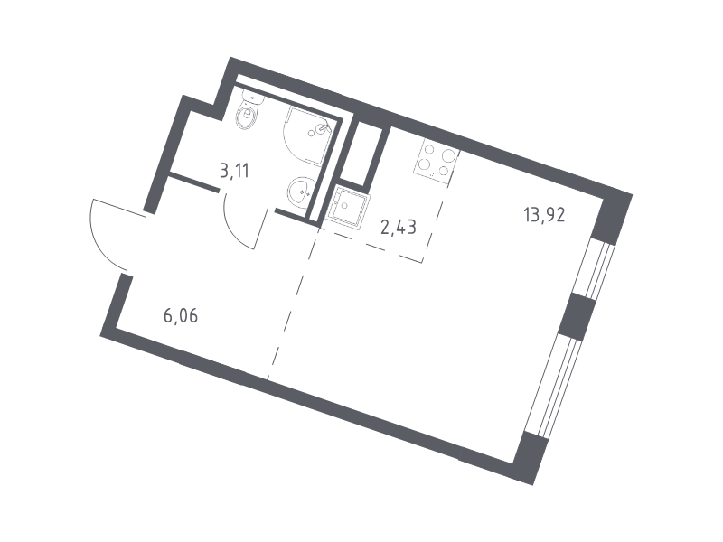Квартира-студия, 25.52 м² в ЖК "Квартал Лаголово" - планировка, фото №1