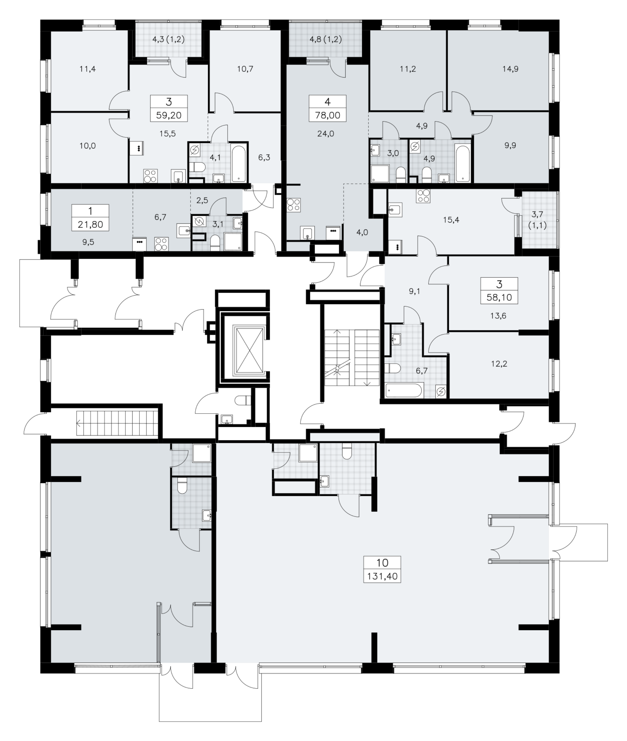 Квартира-студия, 21.8 м² в ЖК "А101 Лаголово" - планировка этажа
