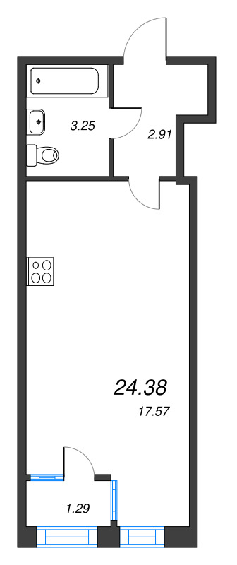 Квартира-студия, 23.9 м² в ЖК "FoRest Аквилон" - планировка, фото №1