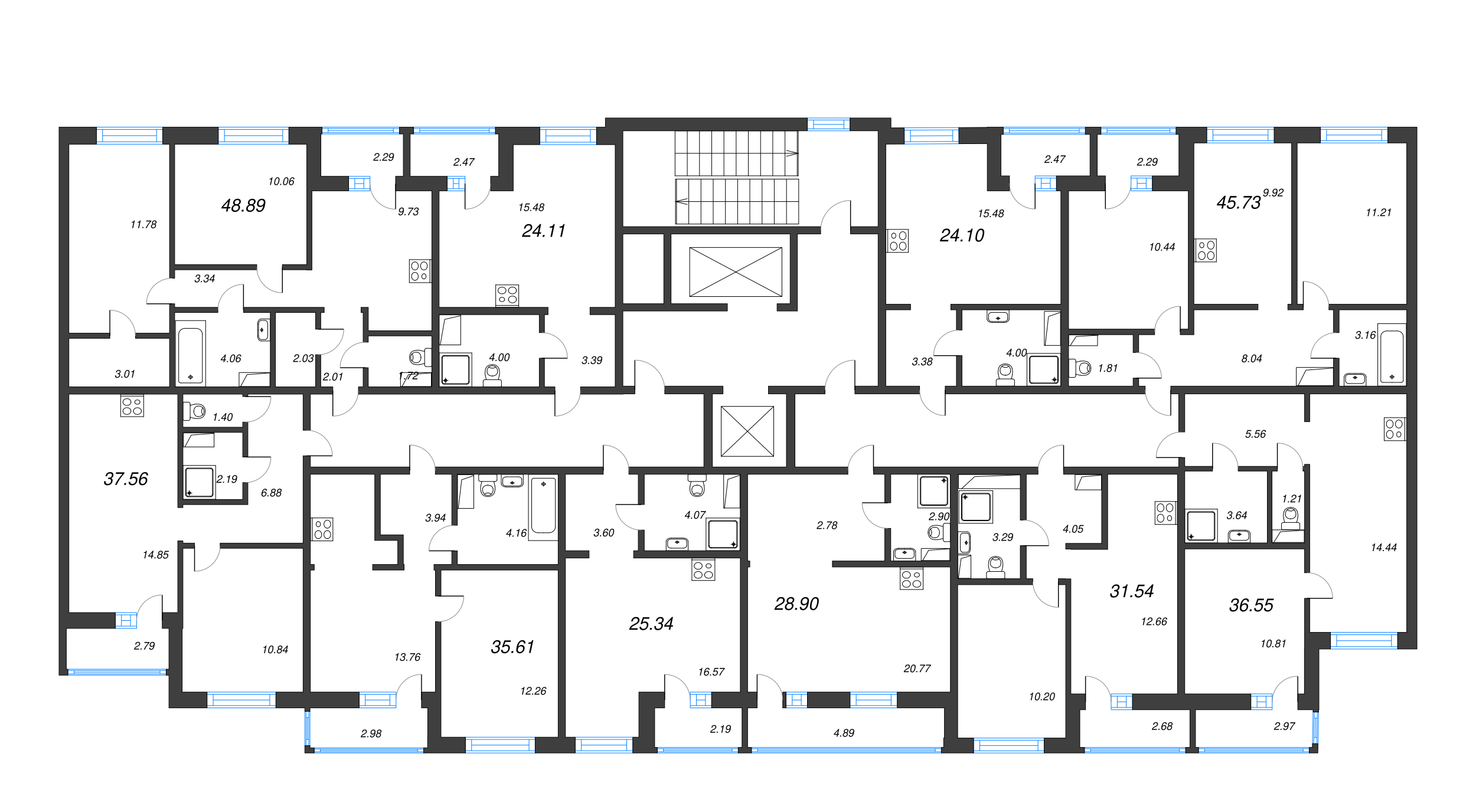 Квартира-студия, 24.1 м² в ЖК "ID Murino II" - планировка этажа